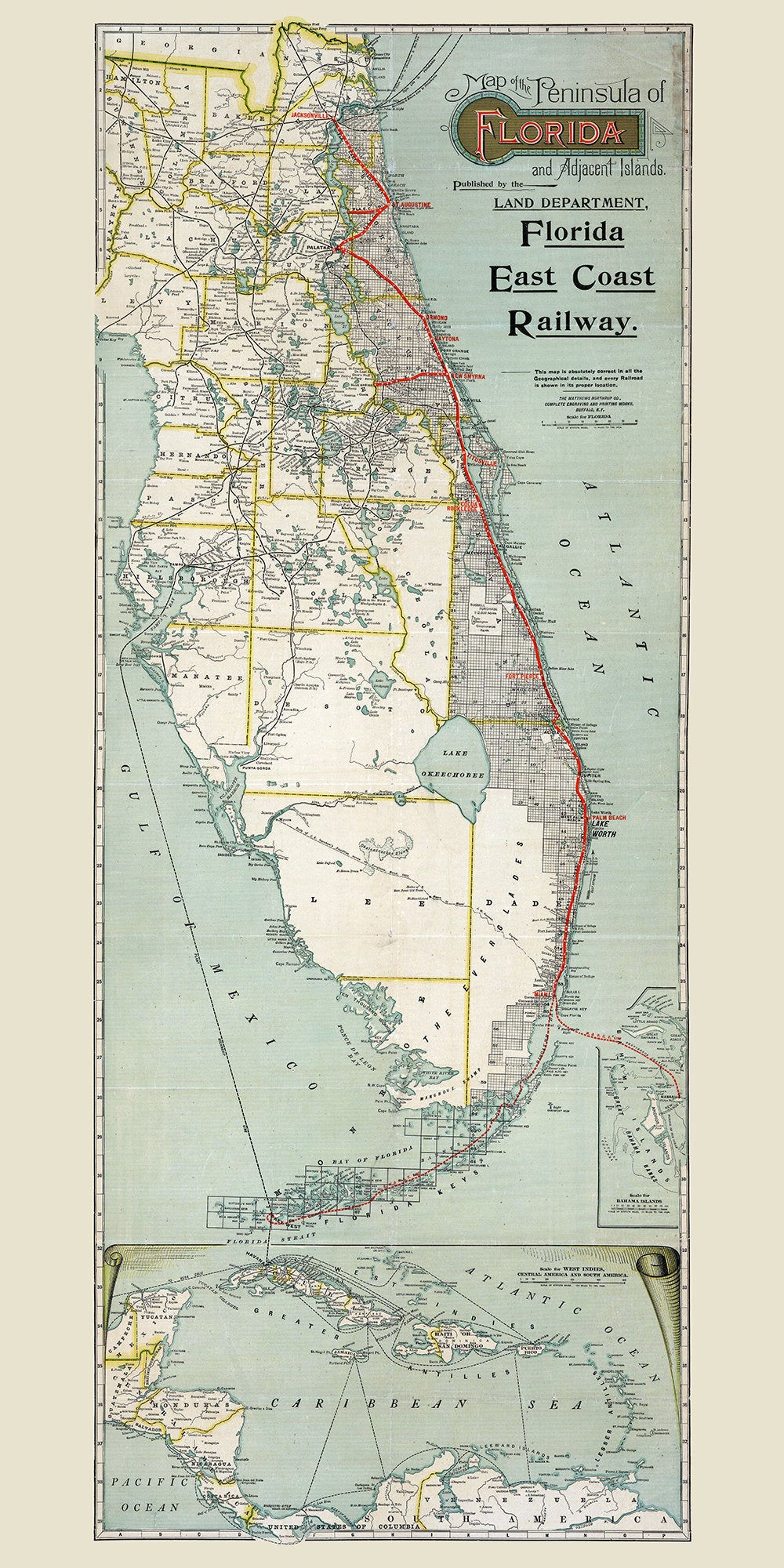 1896 Map of Florida Railroads