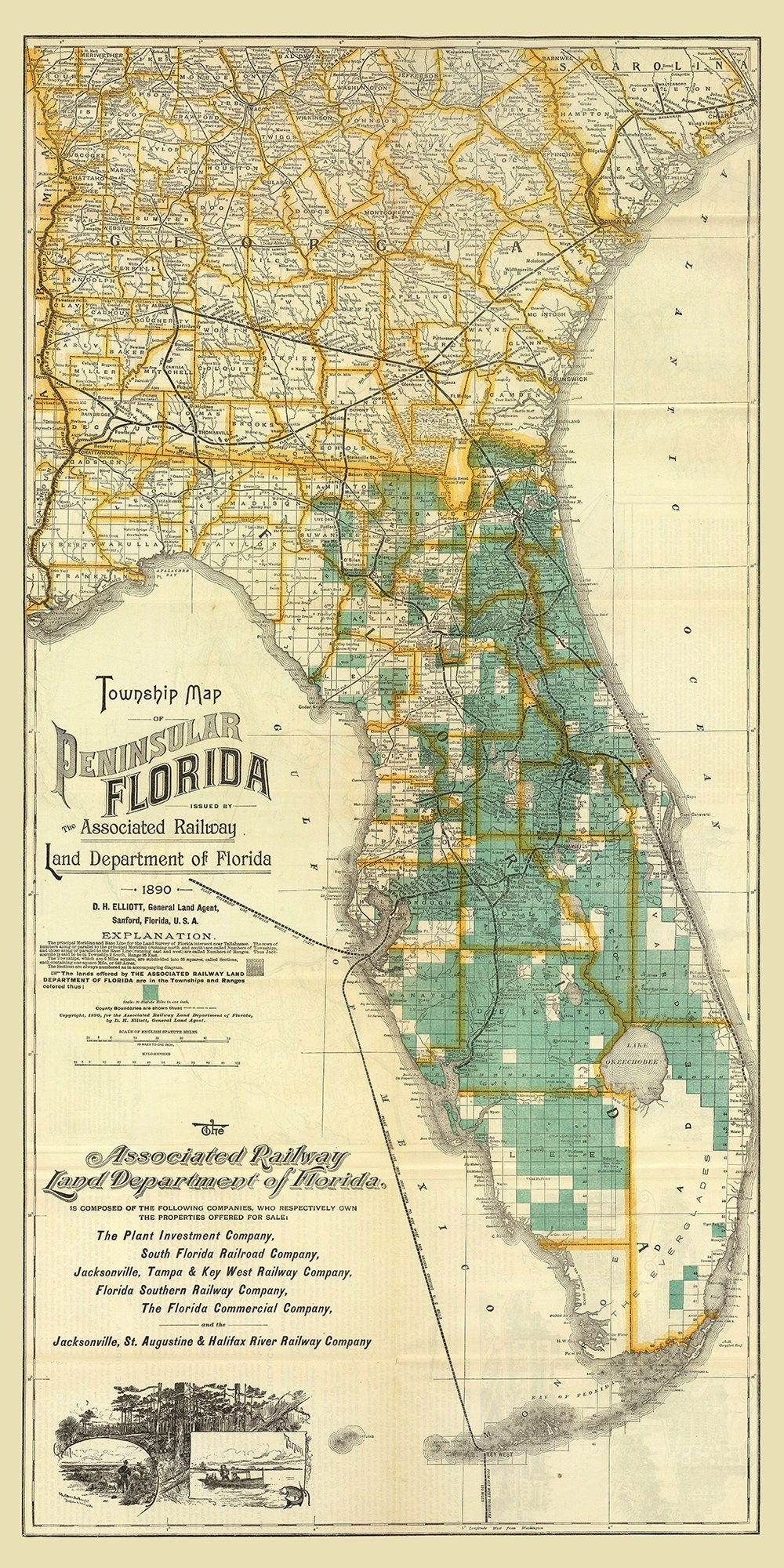 1890 Map of Florida Railroads