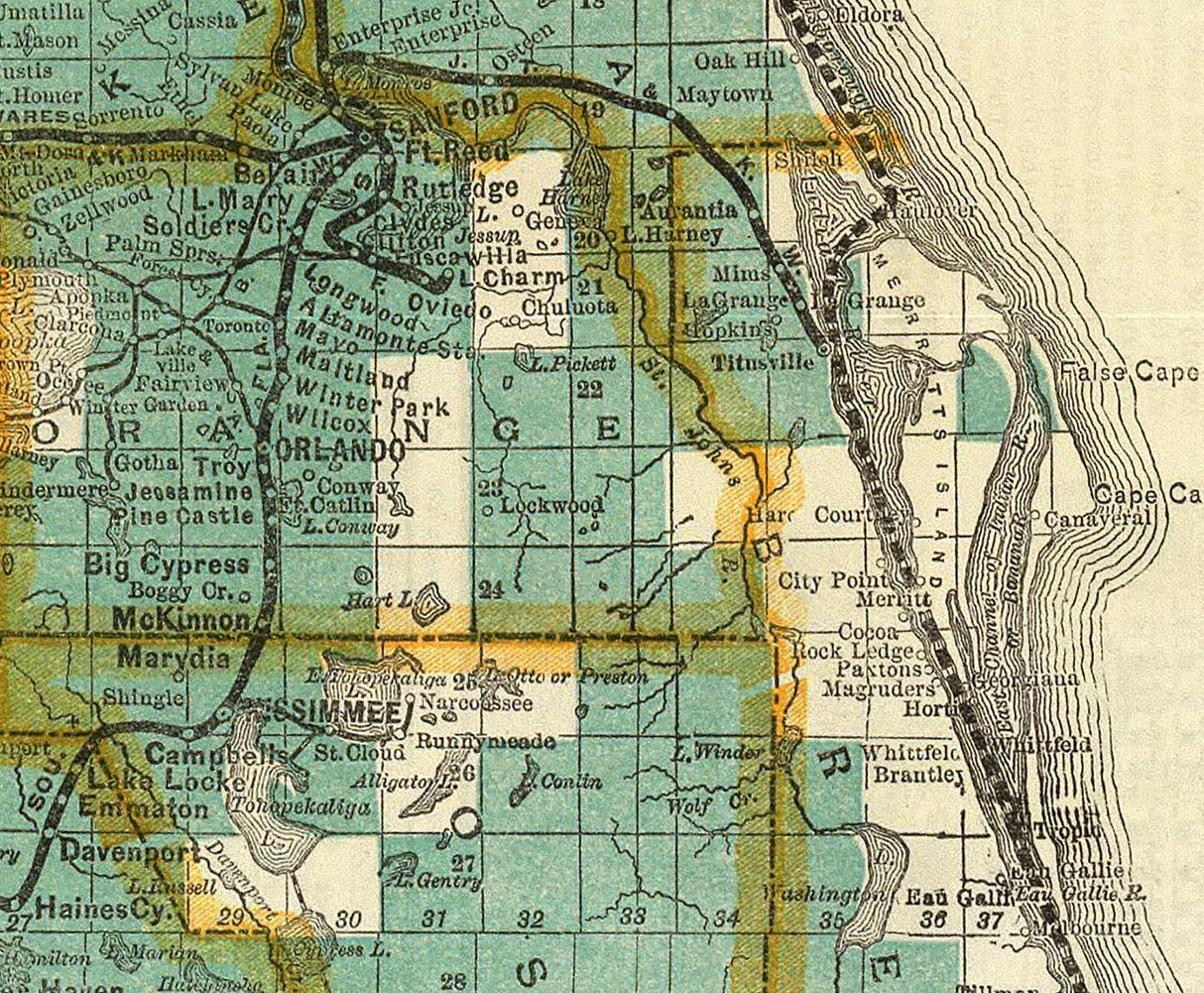 1890 Map of Florida Railroads
