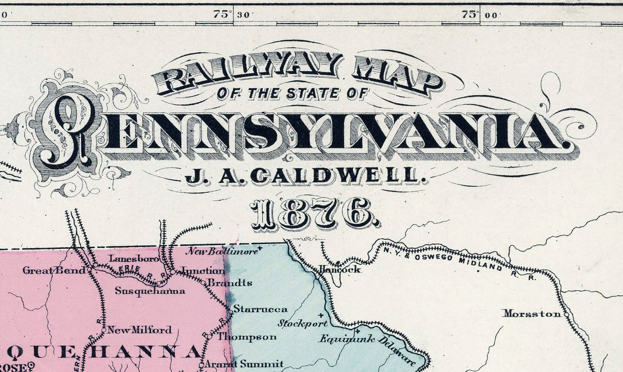 1876 Map of Pennsylvania Railroads