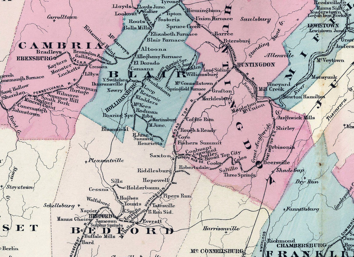 1876 Map of Pennsylvania Railroads