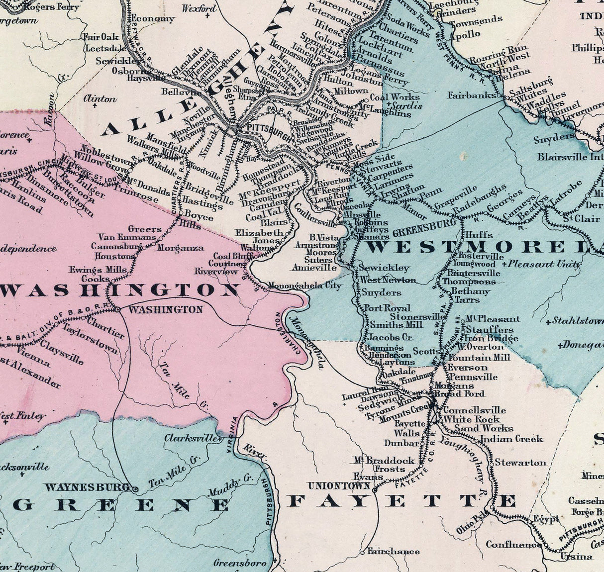 1876 Map of Pennsylvania Railroads