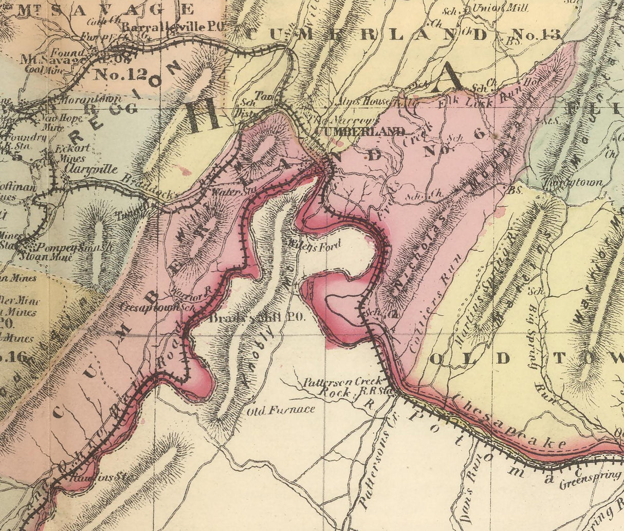 1866 Map of Alleghany County Maryland