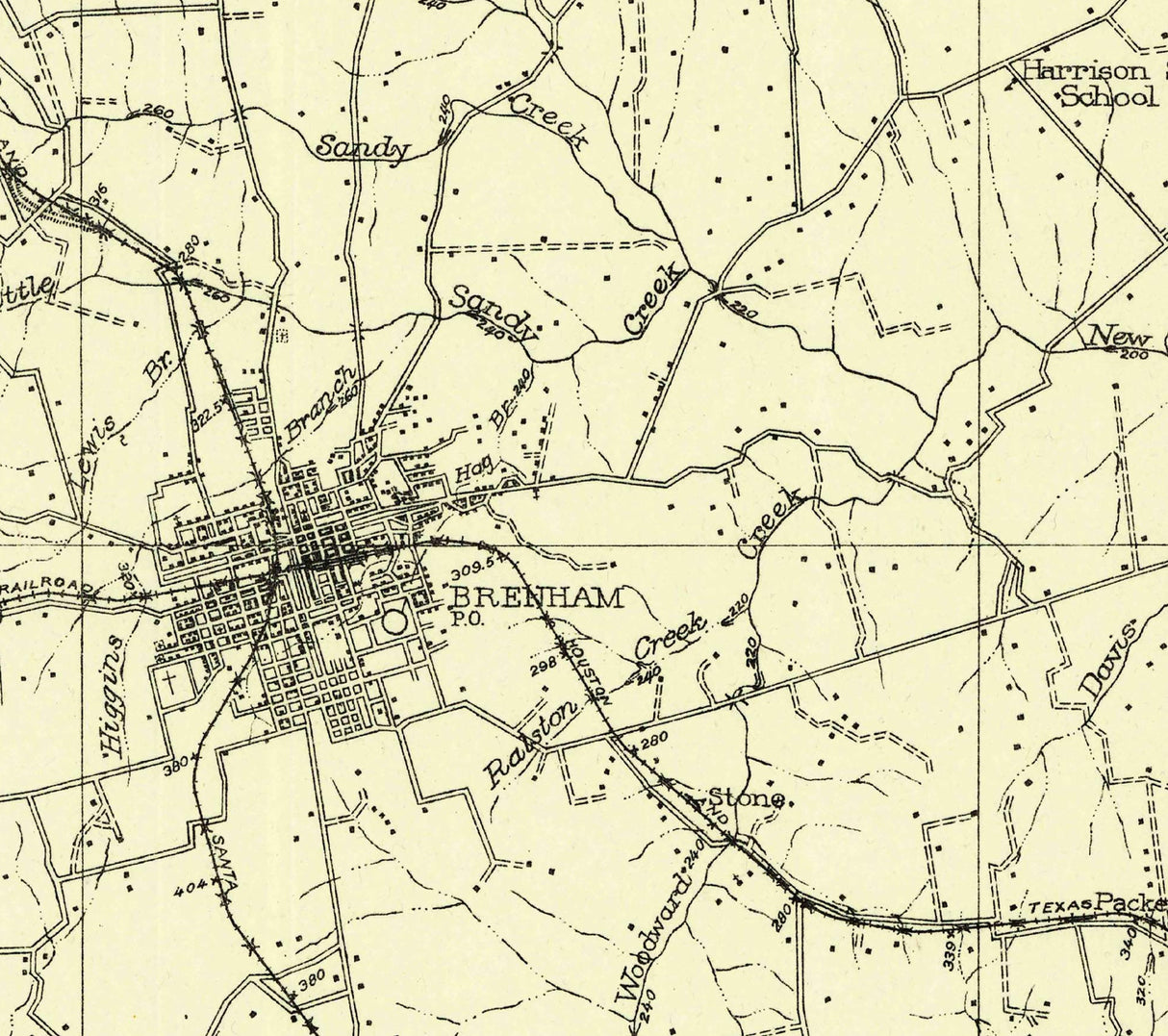 1930 Map of Brenham Texas