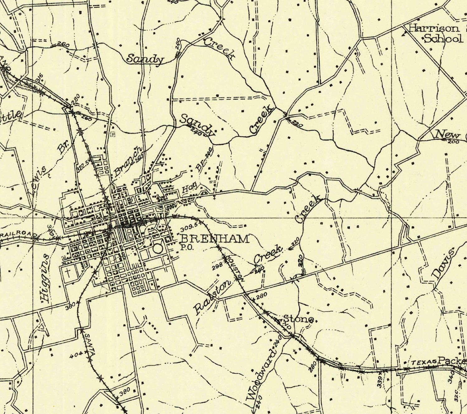 1930 Map of Brenham Texas