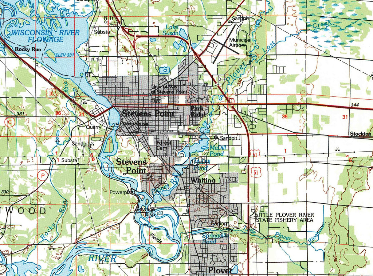1990 Map of Portage County Wisconsin