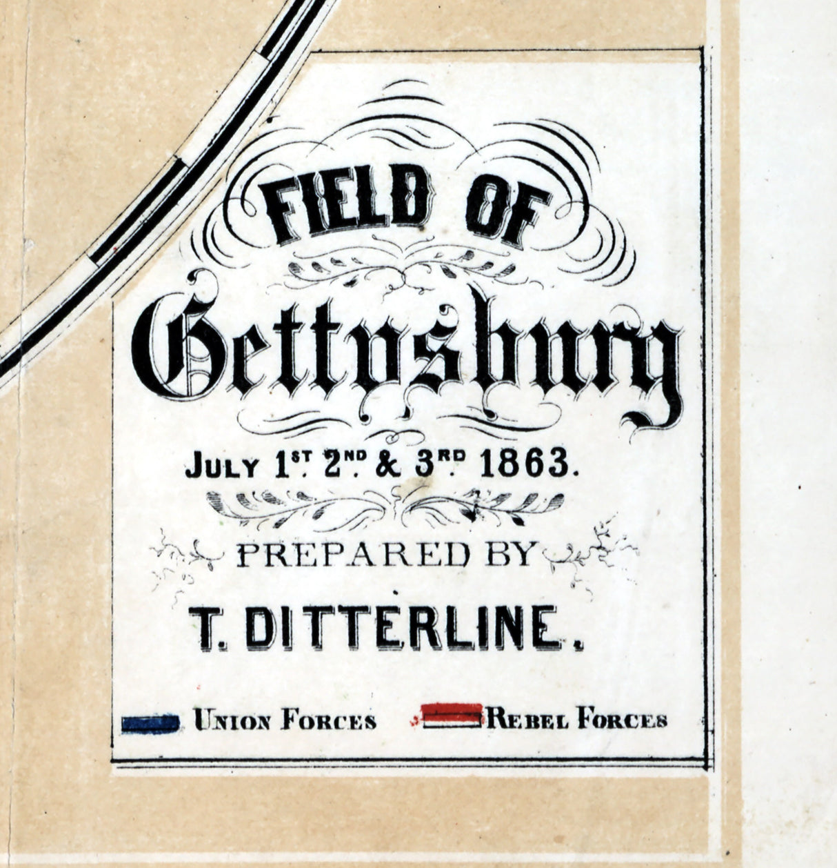 1863 Map of Gettysburg Pennsylvania Battlefield