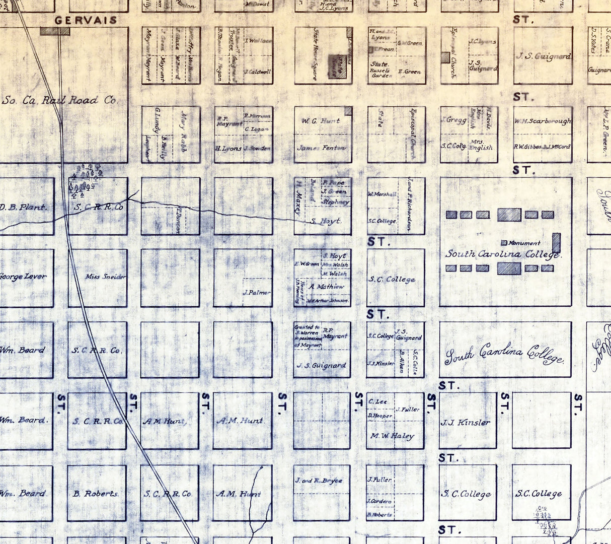 1912 Town Map of Columbia South Carolina