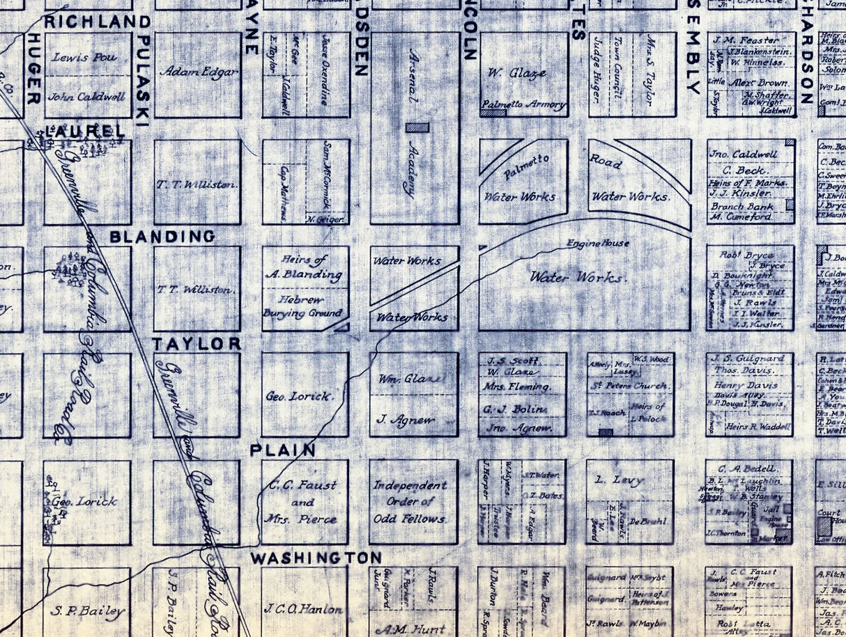 1912 Town Map of Columbia South Carolina
