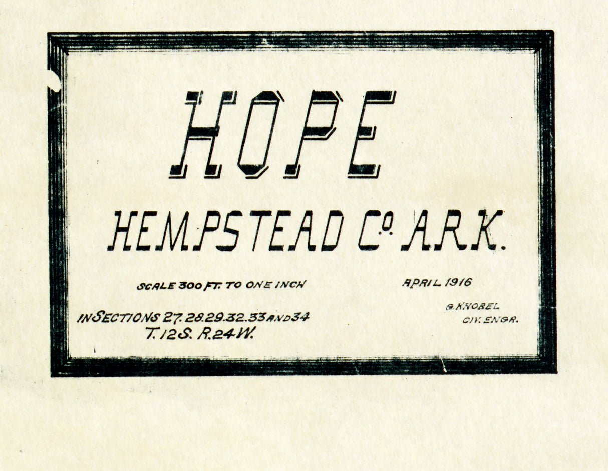 1916 Map of Hope Hempstead County Arkansas