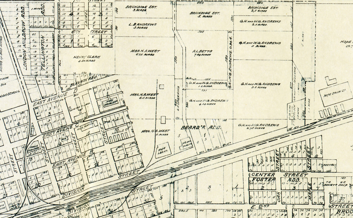 1916 Map of Hope Hempstead County Arkansas
