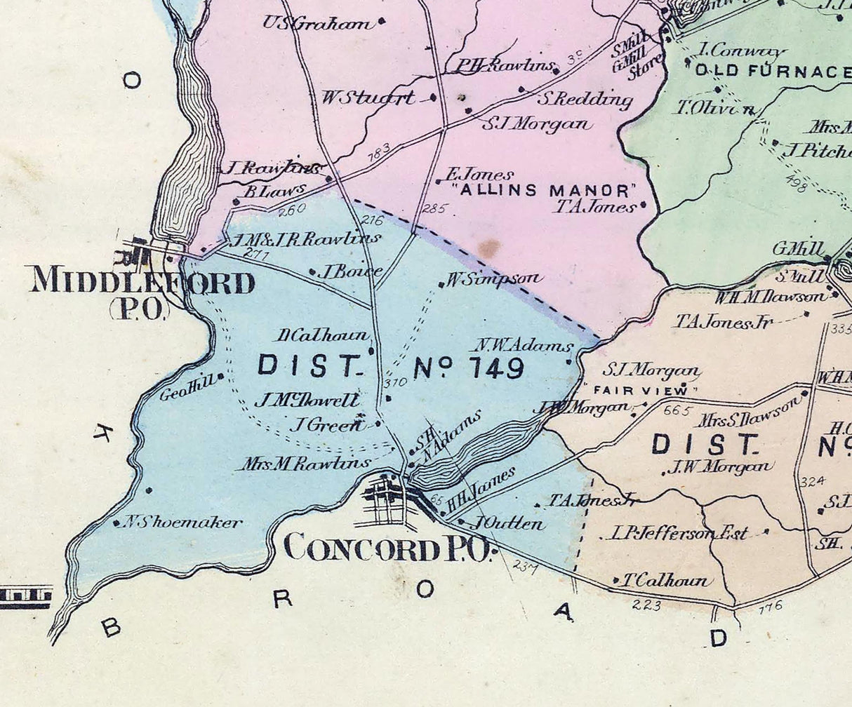 1868 Map of Nanticoke Sussex County Delaware