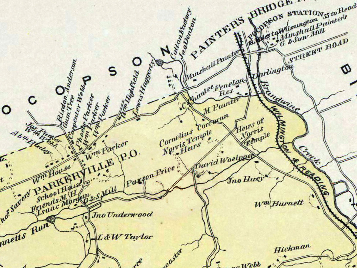 1873 Map of Pennsbury Township Chester County Pennsylvania