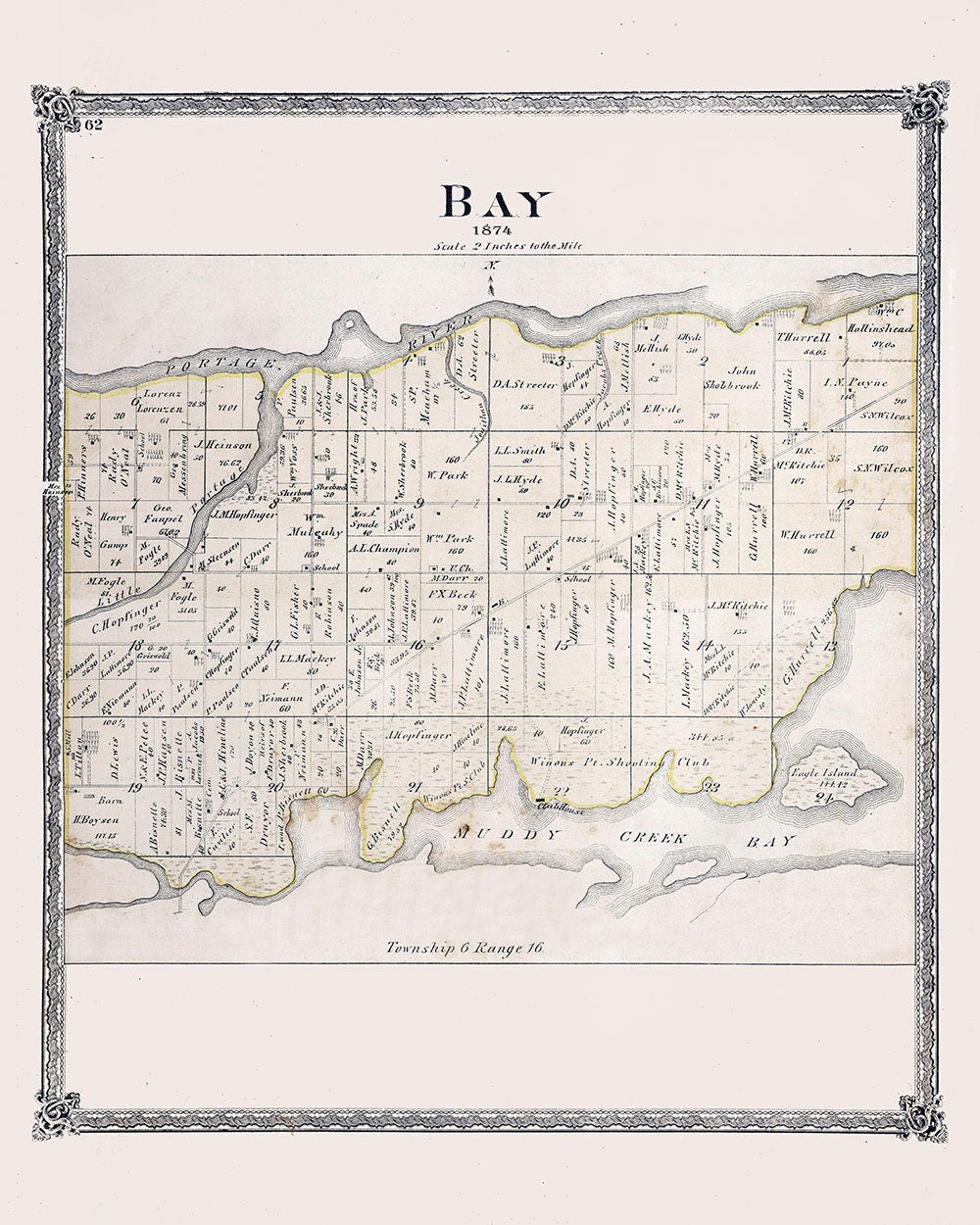 1874 Map of Bay Township Ottawa County Ohio
