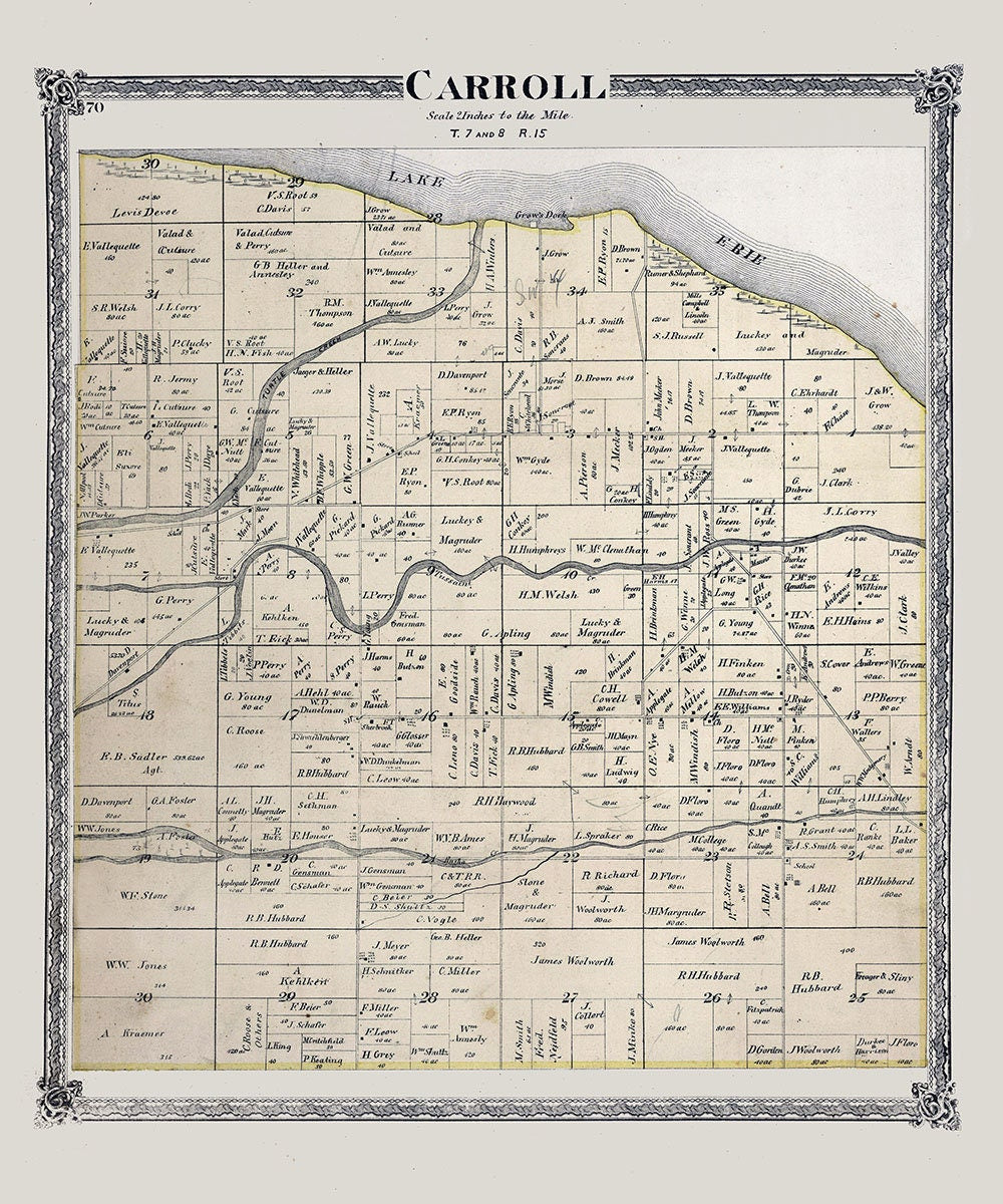 1874 Map of Carroll Township Ottawa County Ohio