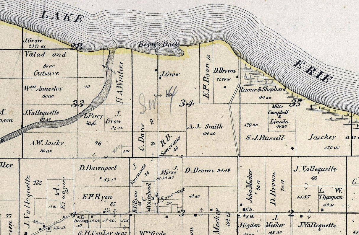 1874 Map of Carroll Township Ottawa County Ohio