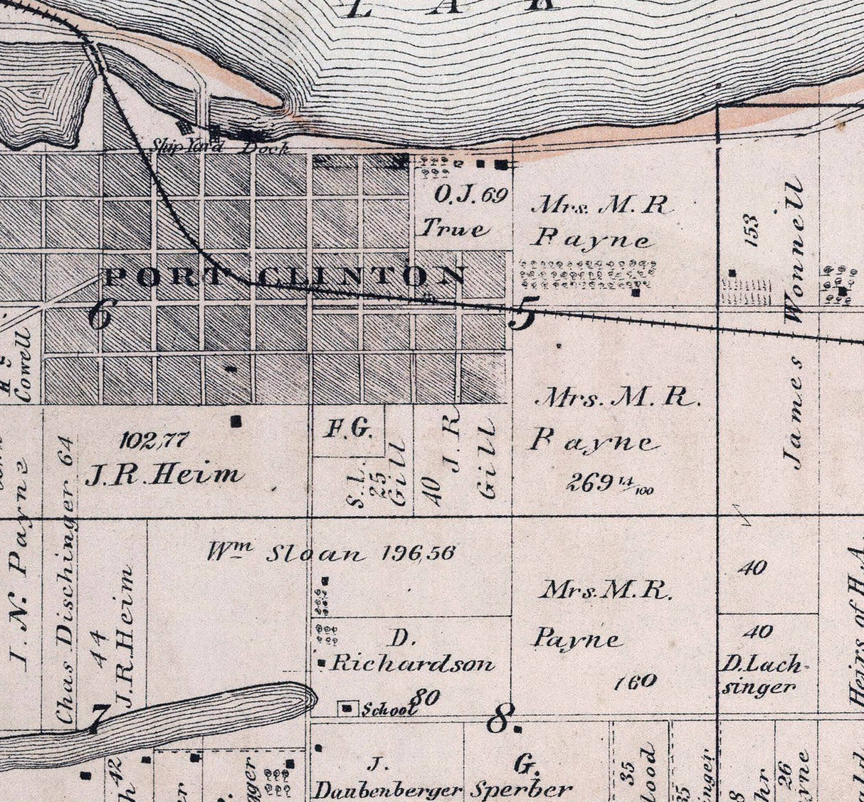 1874 Map of Portage Township Ottawa County Ohio Port Clinton