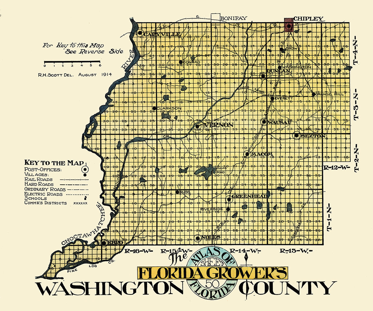 1914 Map of Washington County Florida