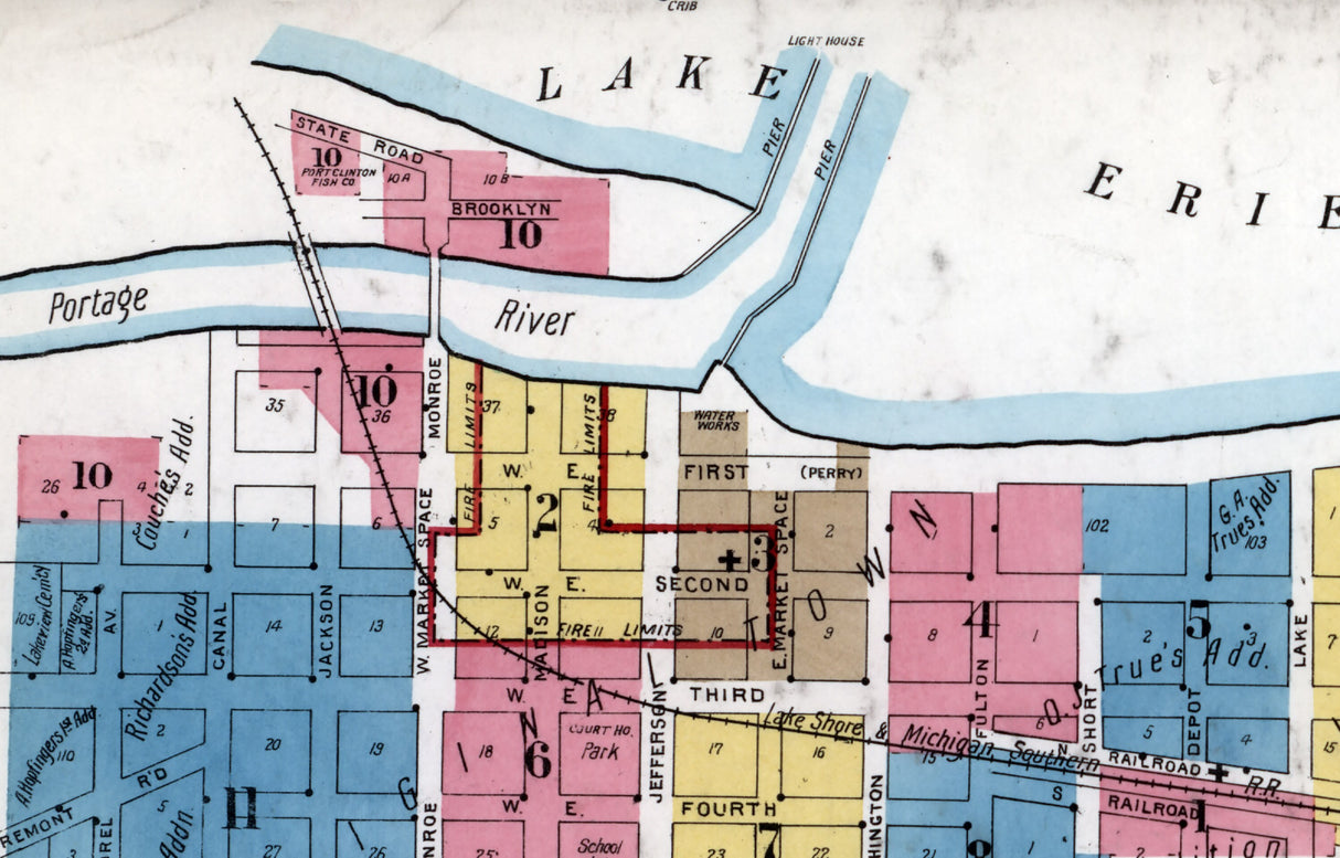 1916 Town Map of Port Clinton Ottawa County Ohio