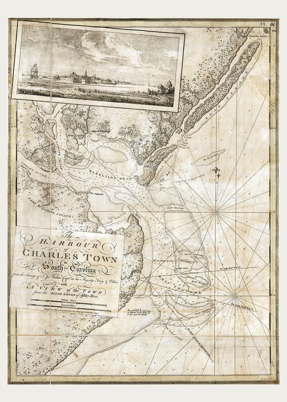 1800 Nautical Chart of Charlestown Harbor South Carolina