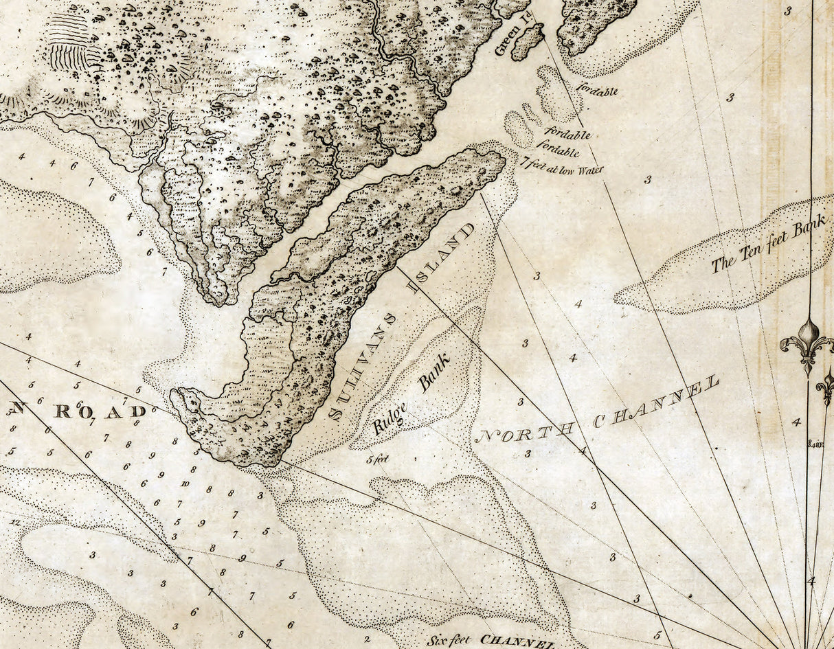 1800 Nautical Chart of Charlestown Harbor South Carolina