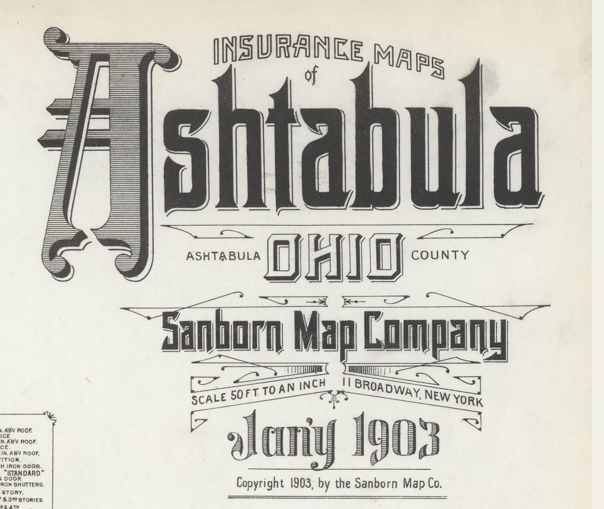 1903 Town Map of Ashtabula Ohio