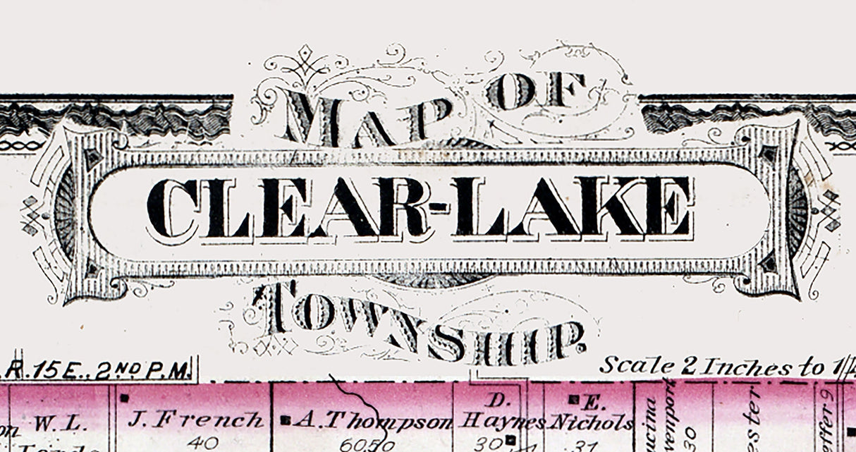 1880 Map of Clear Lake Township Steuben County Indiana