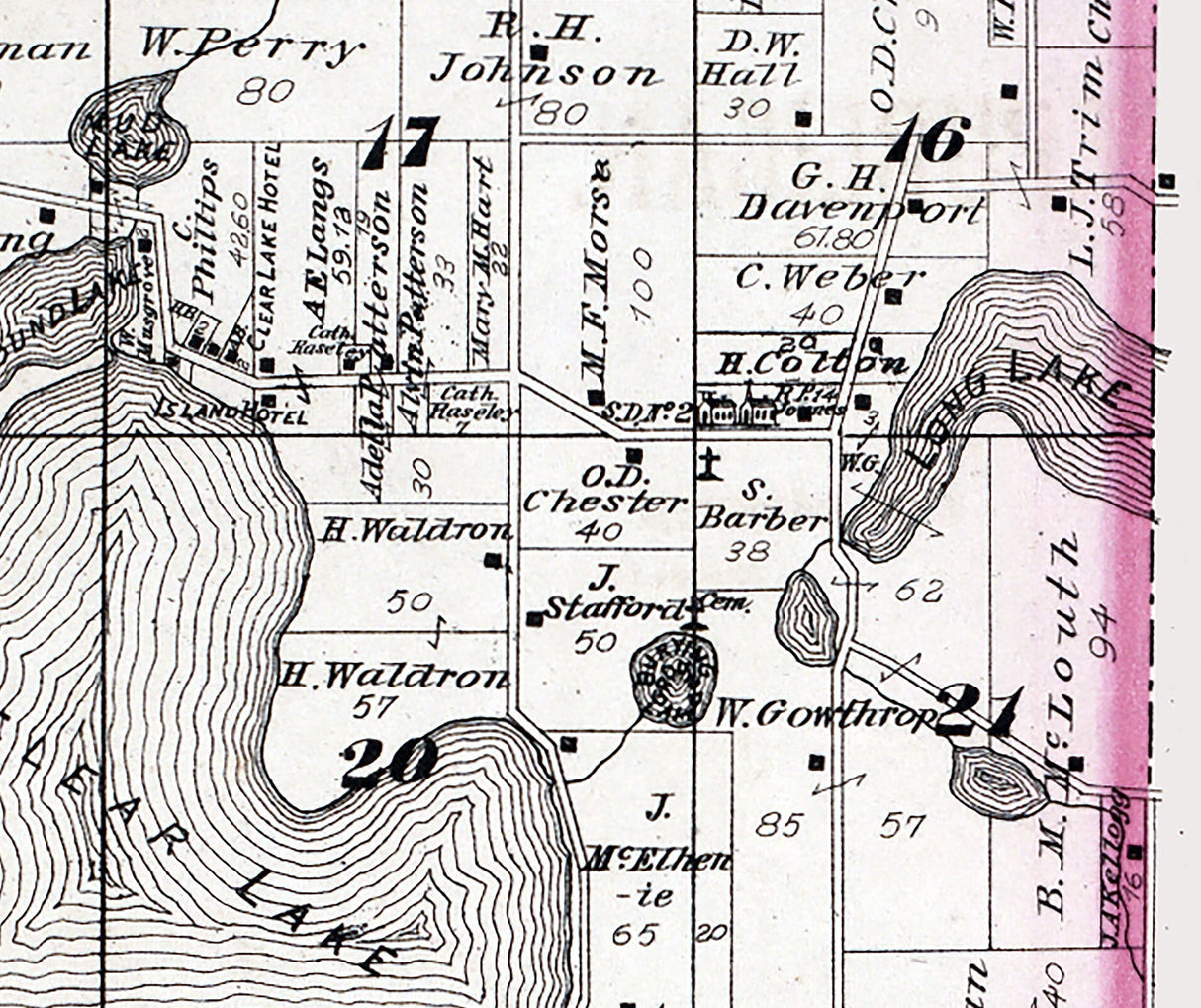 1880 Map of Clear Lake Township Steuben County Indiana