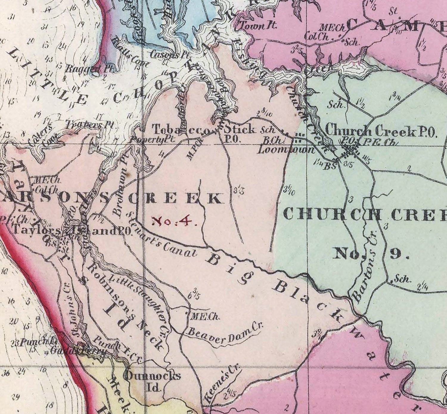 1866 Map of Dorchester County Maryland