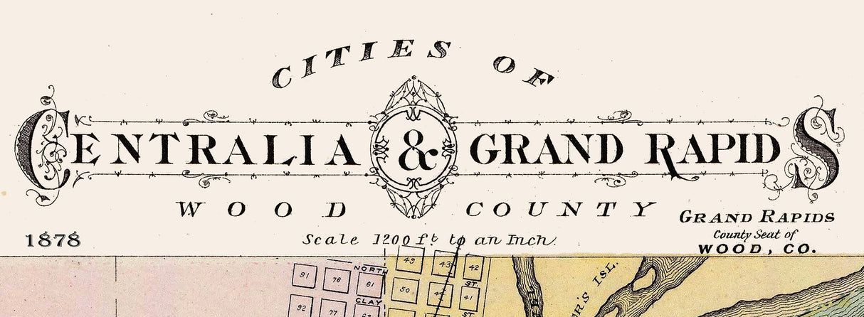 1878 Town Map of Centralia and Grand Rapids Wisconsin