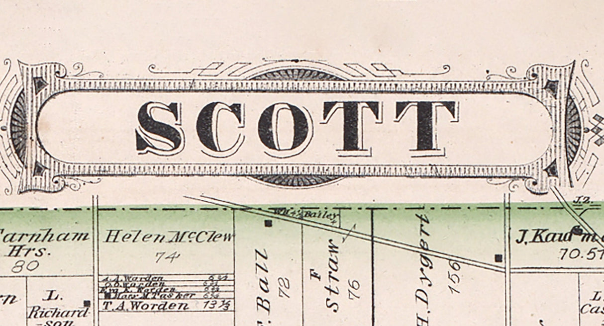 1880 Map of Scott Township Steuben County Indiana