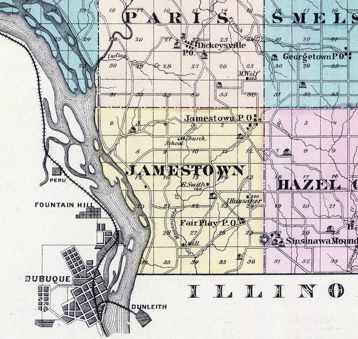 1878 Map of Grant County Wisconsin