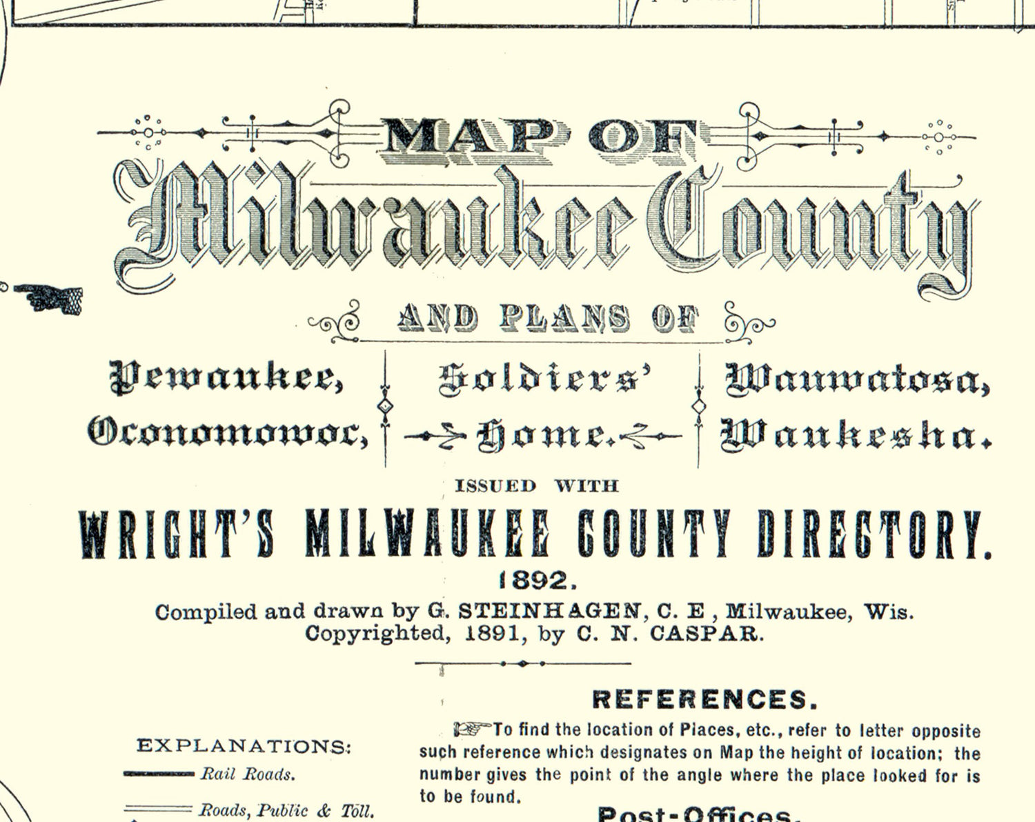 1892 Map of Milwaukee County Wisconsin