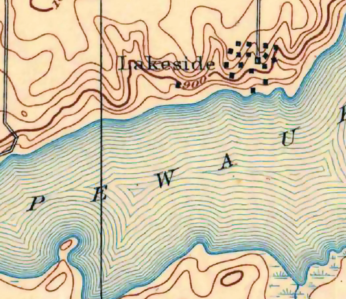 1892 Map of Pewaukee Lake Wisconsin