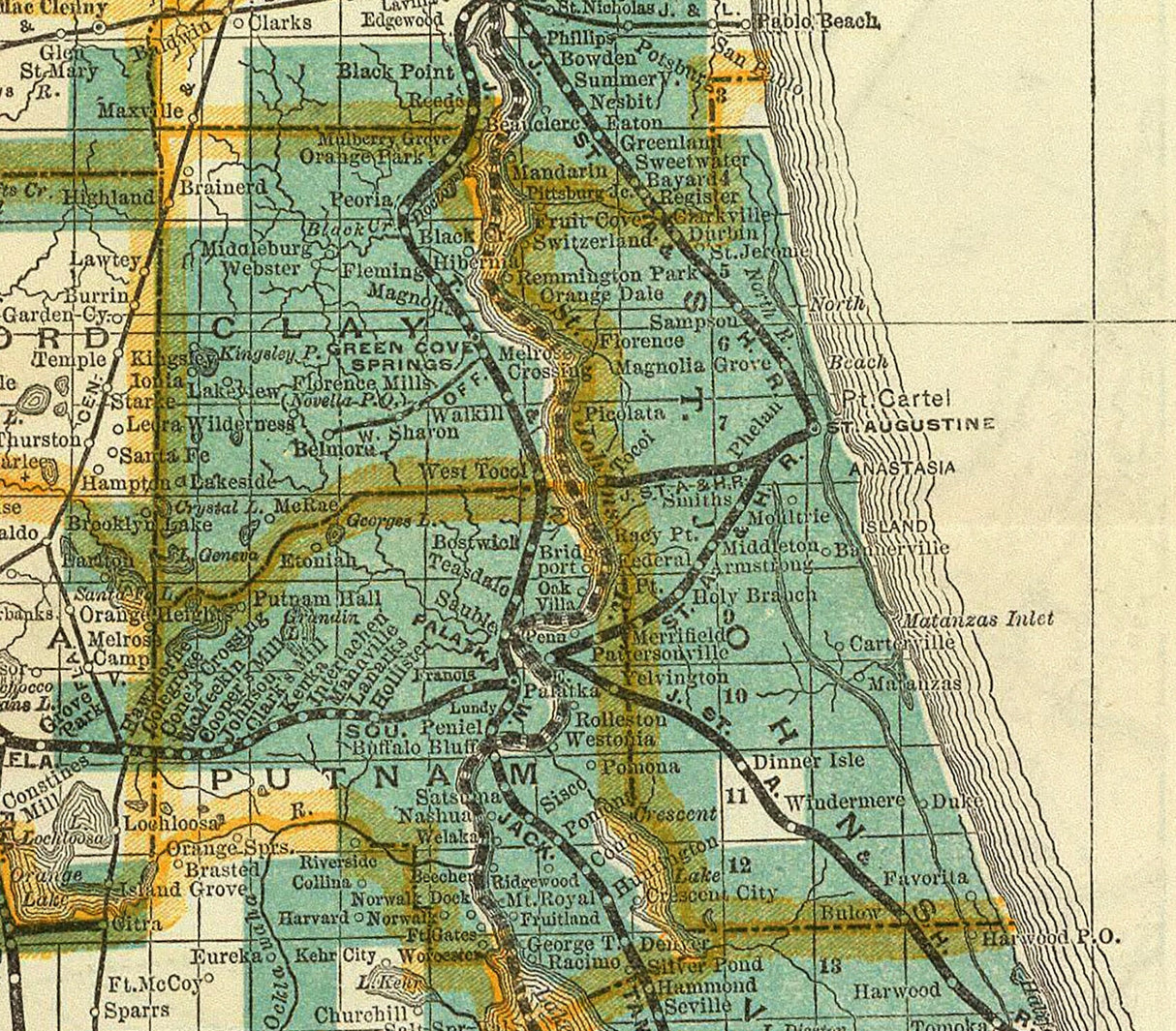 1890 Map of Florida Railroads