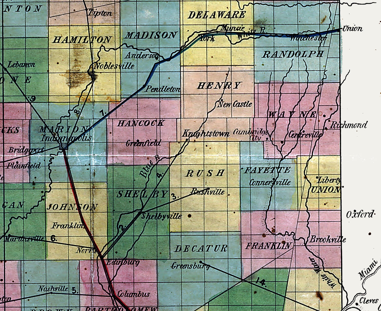 1850 Map of Indiana Railroads