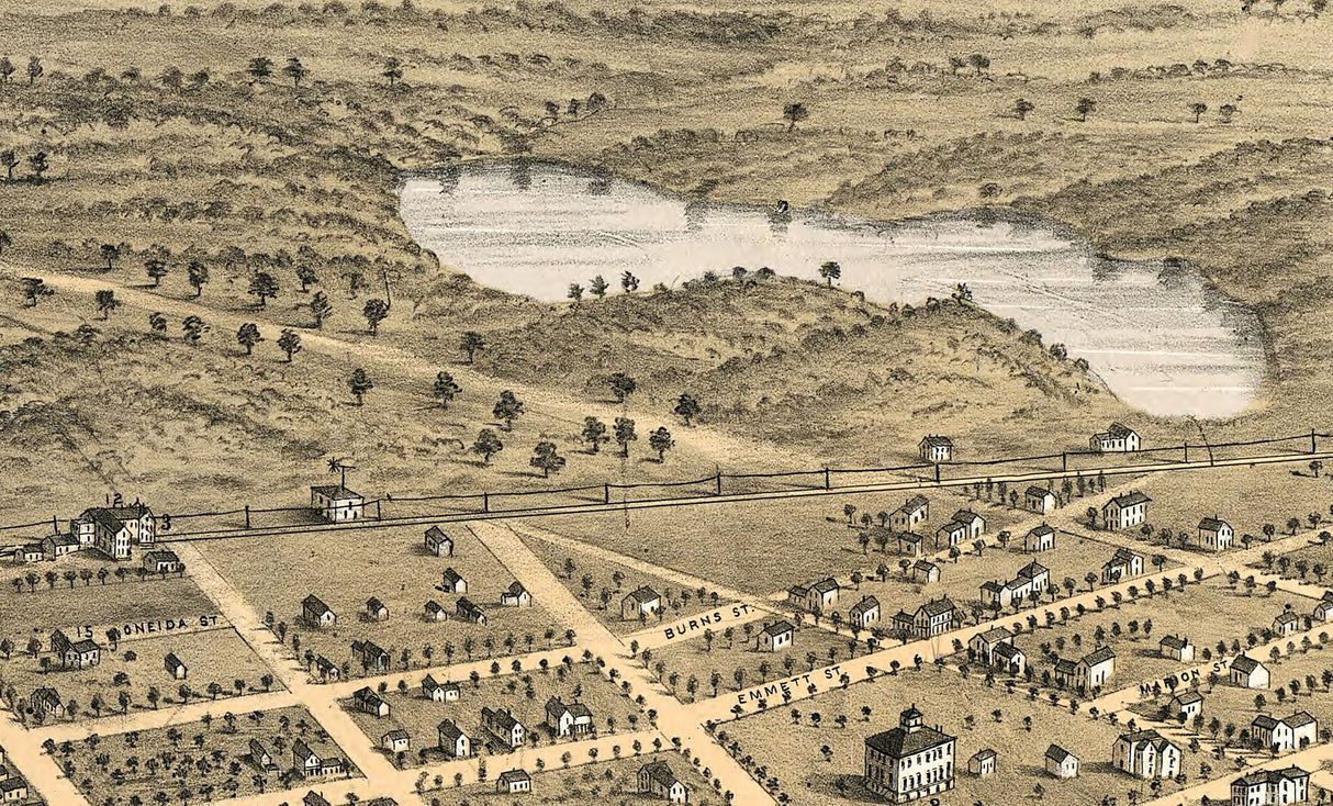 1868 Panoramic Map of Portage Columbia County Wisconsin