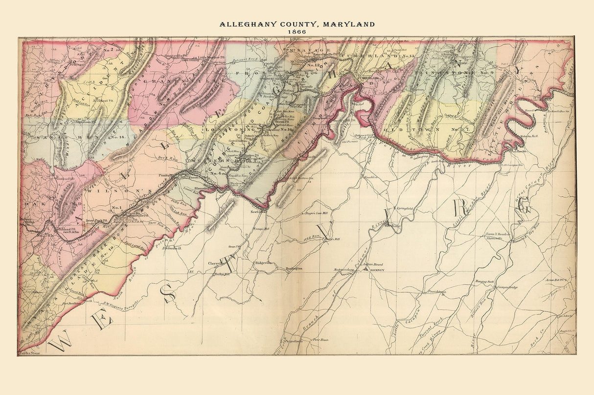 1866 Map of Alleghany County Maryland