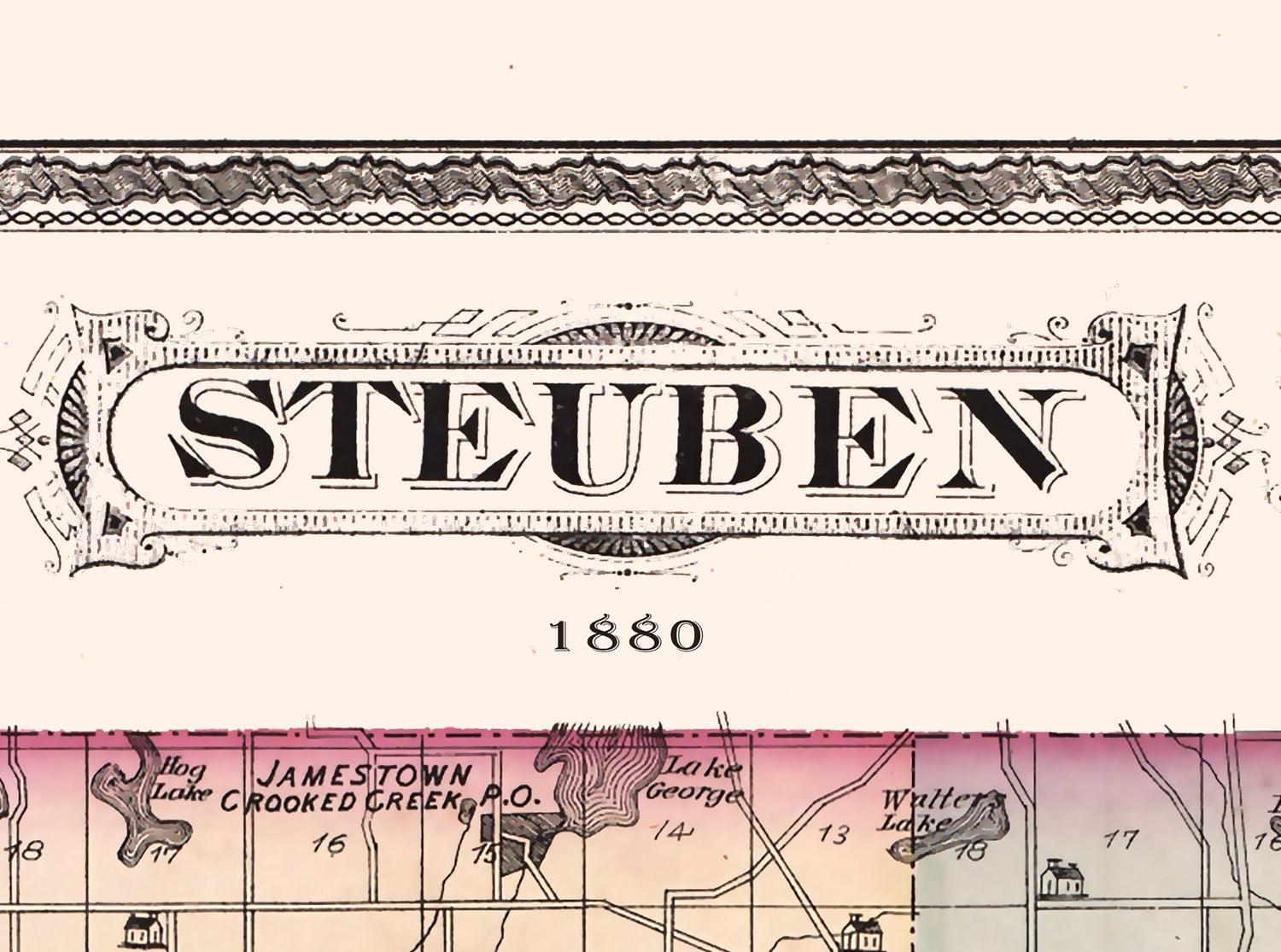 1880 Map of Steuben County Indiana