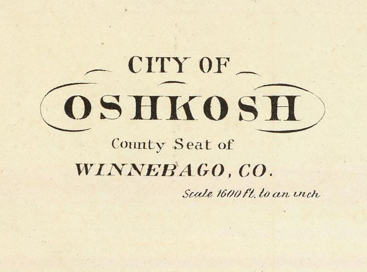 1878 Town Map of Oshkosh Winnebago County Wisconsin