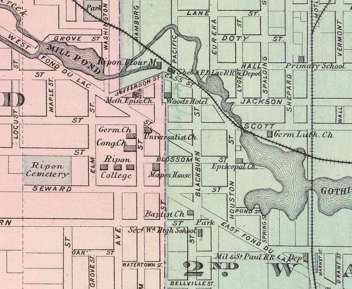 1878 Town Map of Ripon Wisconsin