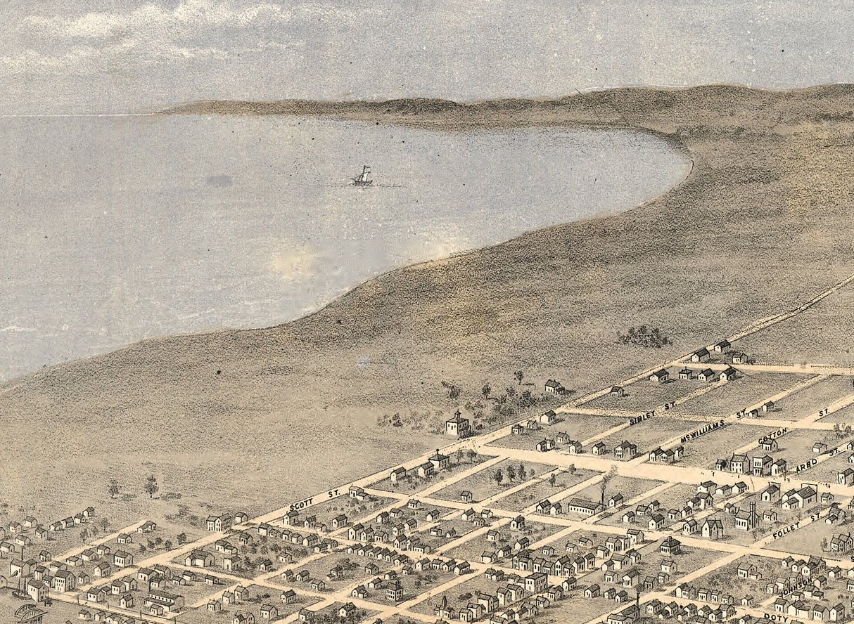 1867 Panoramic Map of Fond du Lac Wisconsin
