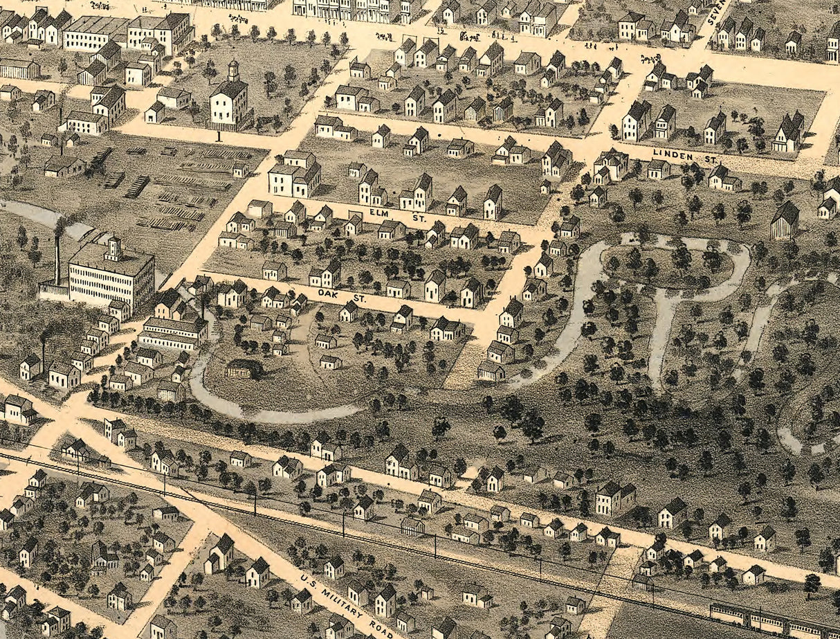 1867 Panoramic Map of Fond du Lac Wisconsin
