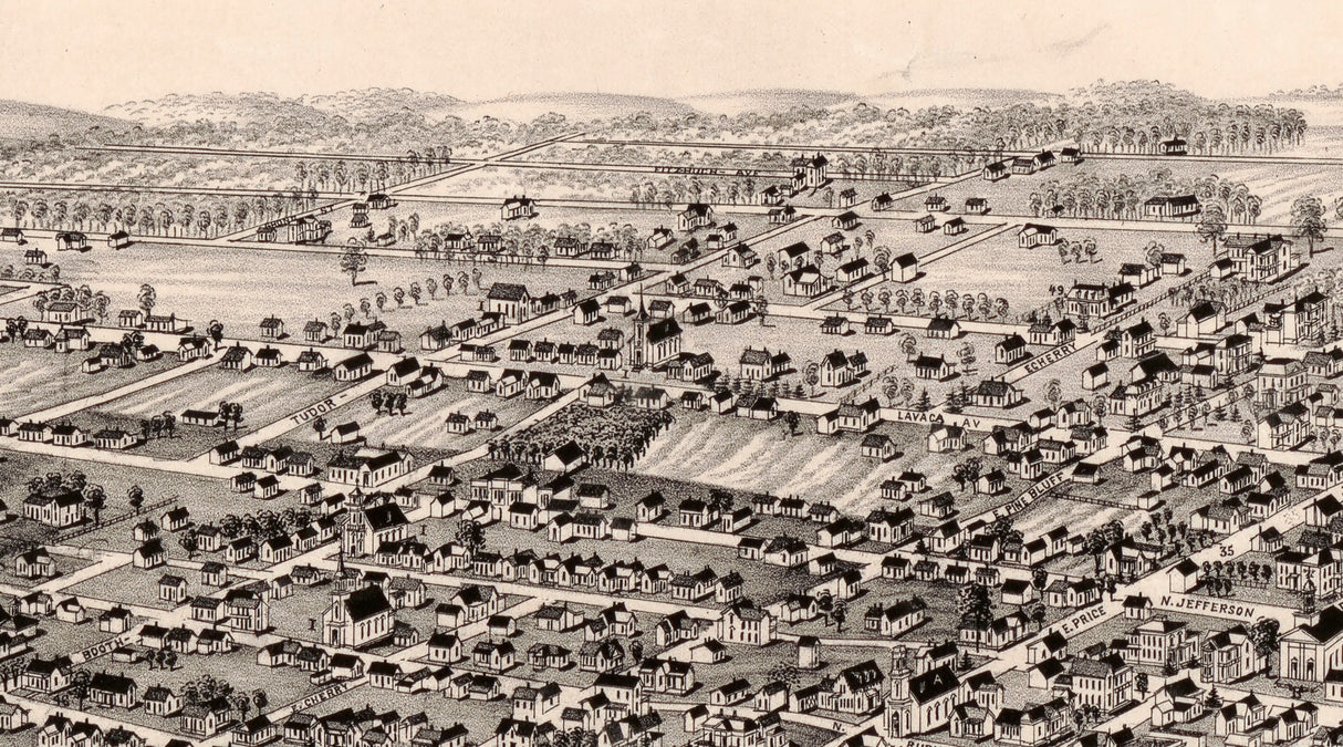 1885 Panoramic Map of Paris Lamar County Texas