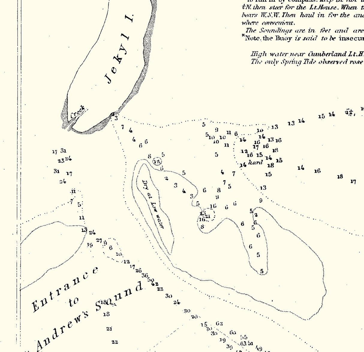 1850 Nautical Map of St Andrew Shoals and Sound Georgia