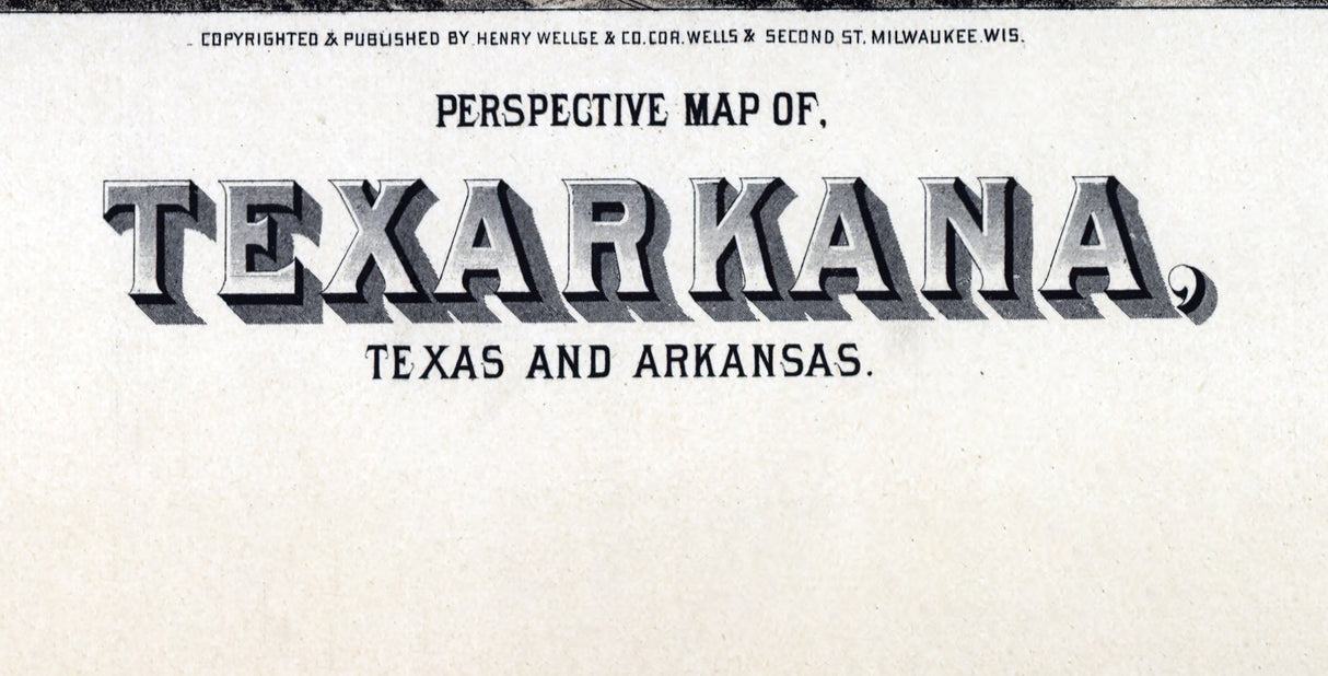 1888 Panoramic Map of Texarkana Texas and Arkansas