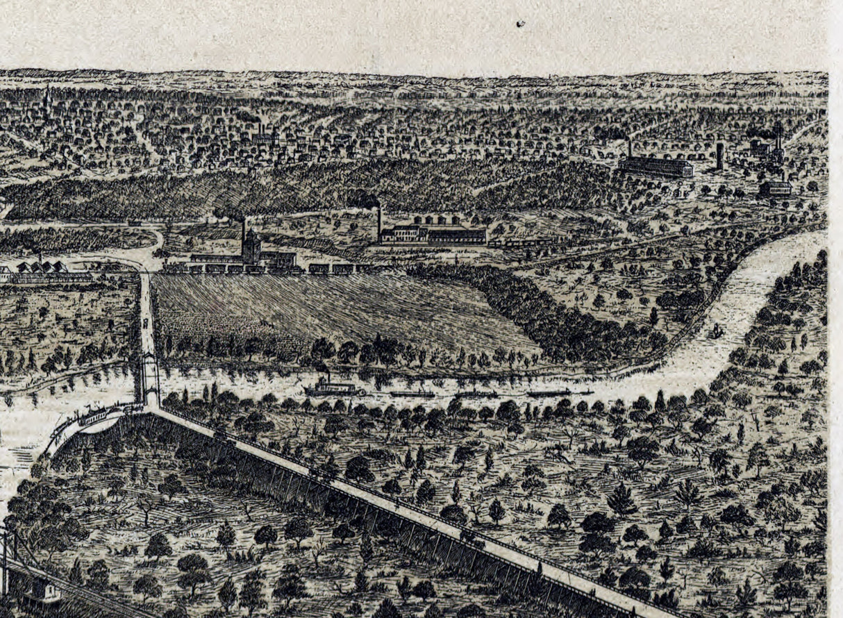 1892 Panoramic Map of Dallas Texas