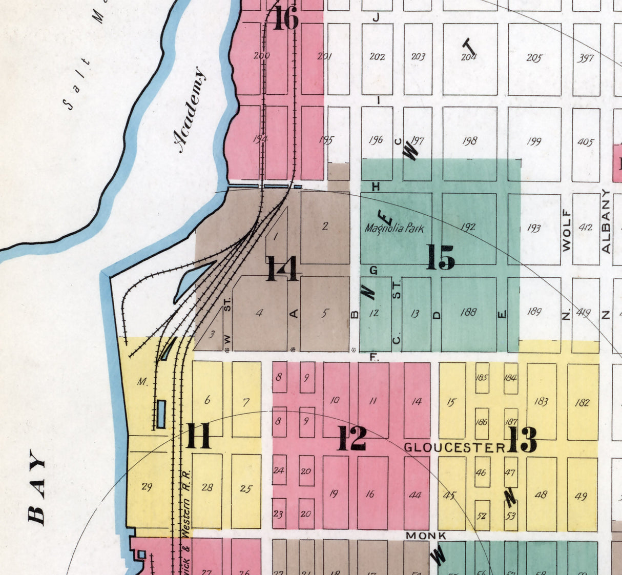 1893 Town Map of Brunswick Glynn County Georgia