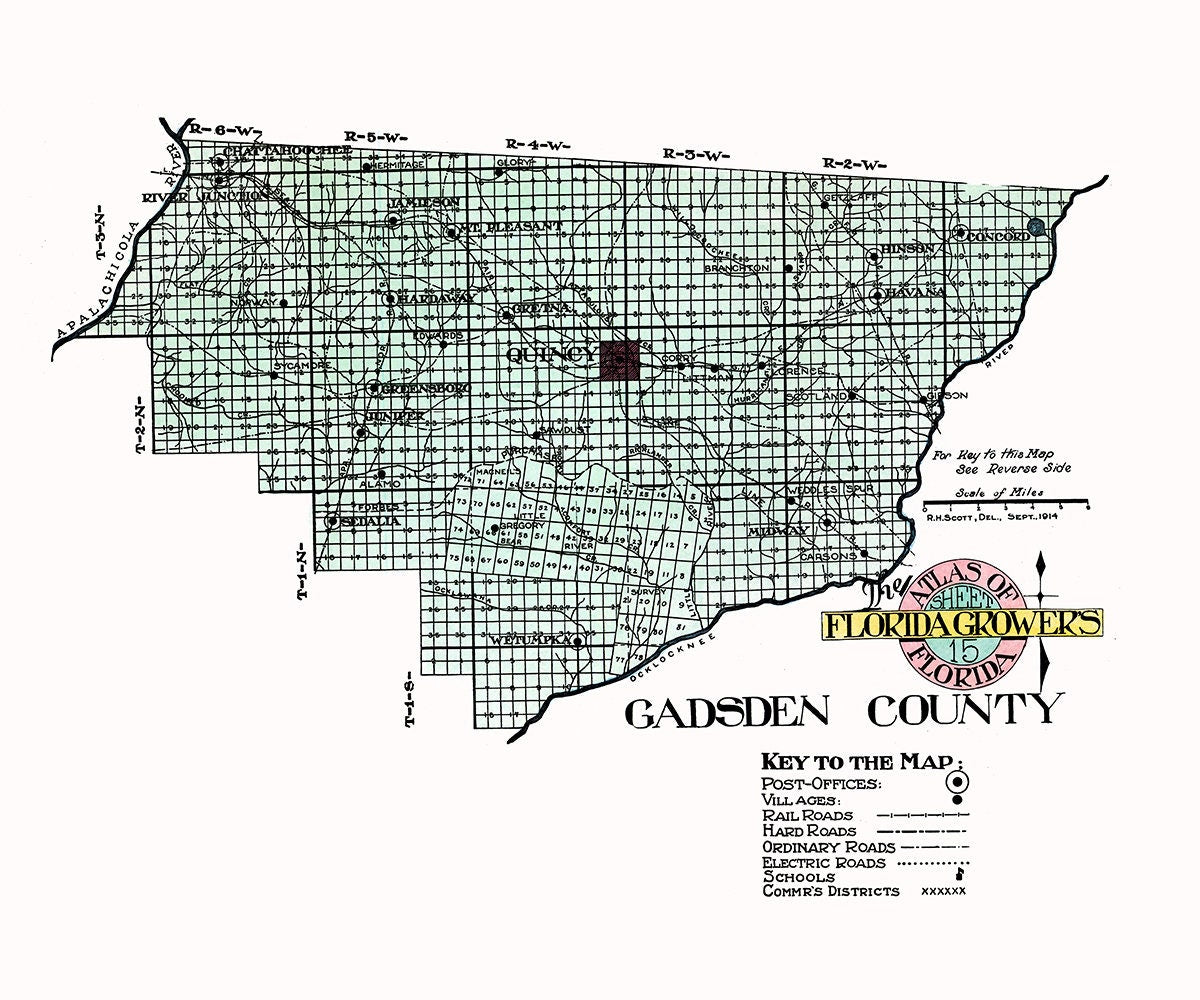 1914 Map of Gadsden County Florida