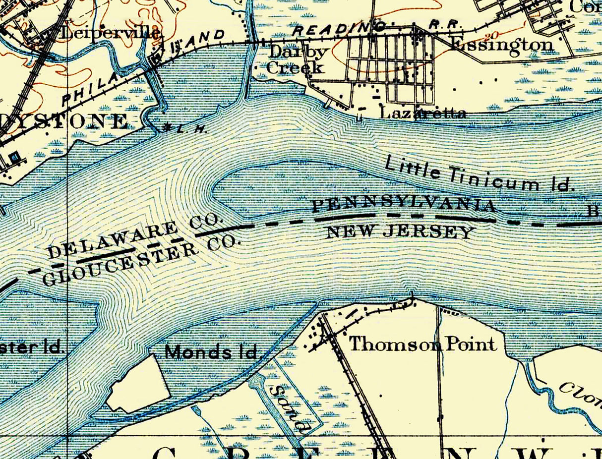 1900 Map of Chester Delaware County Pennsylvania